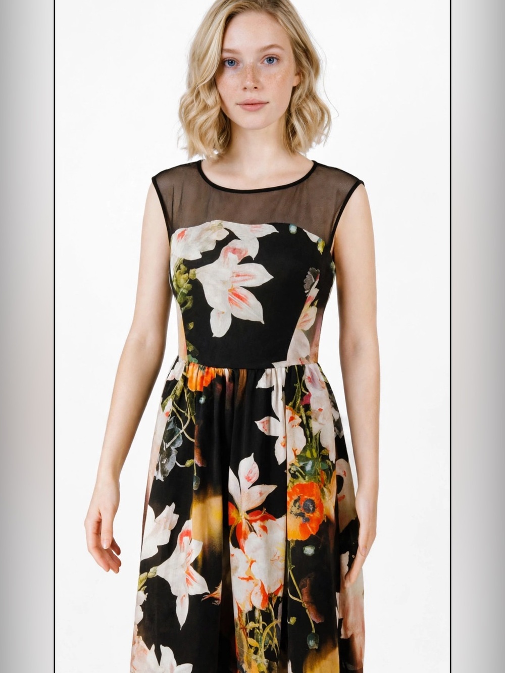 Ted Baker London Black Floral Midi Dress